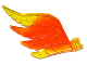 Part No: 15370pb01  Name: Hero Factory Wing, Feathered with Axle Hole and Marbled Trans-Yellow Pattern