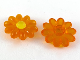 Part No: 45455c02  Name: Clikits, Icon Flower 10 Petals 2 x 2 Large with Pin, Frosted with Glued Trans-Yellow Center Cabochon