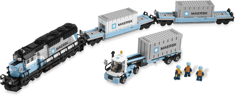 Maersk Small Custom Caboose Compatible W/  LEGO #10219 Maersk Train new parts!