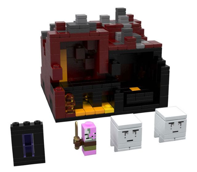 Minecraft Lego Collectible 3 Piece Set - (The Original) Minecraft 21102,  the Village 21105, the Nether 21106. (Recommended Age 10-15 Yrs)