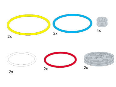 Wheels and Rubber (Pulleys and Belts) : Set 5205-1 | BrickLink