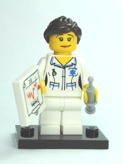 Lego Minifigures The Nurse/ Dawes Tile Series 1 Lego mini figure with base