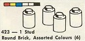 1 Stud Round Brick, Assorted Colours (6)