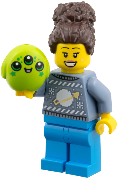 Advent Calendar 2025, City (Day 13) - Woman with Alien Plush Toy