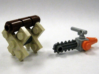 Advent Calendar 2009, City (Day 22) - Chainsaw, Sawhorse, and Log