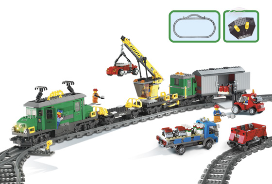 green lego cargo train