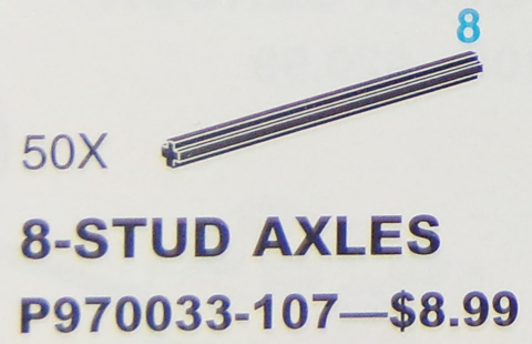 Black 8-Stud Axles (Pack of 50)