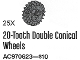 Set No: 970623  Name: 20 Tooth Double Bevel Gears (Pack of 25) - (20-Tooth Double Conical Wheels)