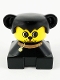Minifig No: 2327pb12  Name: Duplo 2 x 2 x 2 Figure Brick, Dog, Black Base with Collar, Black Hair with Ears, Yellow Dog face