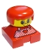 Minifig No: 2327pb16  Name: Duplo 2 x 2 x 2 Figure Brick, Red Base with Red Stripe Overalls, Red Hair, Large Eyes