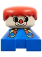 Lot ID: 412470830  Minifig No: 2327pb19  Name: Duplo 2 x 2 x 2 Figure Brick, Clown, Blue Base with Button Suspenders, White Head, Red Male Hair