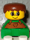 Minifig No: 2327pb22 Name: Duplo 2 x 2 x 2 Figure Brick, Green Base with Brown Overalls, Brown Hair, Yellow Head Minifig No: 2327pb22 Name: Duplo 2 x 2 x 2 Figure Brick, Green Base with Brown Overalls, Brown Hair, Yellow Head