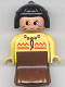 Minifig No: 31181pb03 Name: Duplo Figure, Female Lady, Brown Dress, Yellow Top, Black Hair (American Indian) Minifig No: 31181pb03 Name: Duplo Figure, Female Lady, Brown Dress, Yellow Top, Black Hair (American Indian)