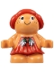 Minifig No: 31231pb03  Name: Duplo Figure Little Forest Friends, Female, Red Hair, Red Dress with Two White Flowers Across (Sugar Strawberry)