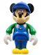Minifig No: 33254  Name: Mickey Mouse Figure with Blue Overalls, Green Sleeves, Blue Cap