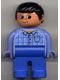Minifig No: 4555pb028  Name: Duplo Figure, Male, Blue Legs, Blue Top Plaid with Pocket, Black Hair