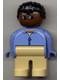 Minifig No: 4555pb034 Name: Duplo Figure, Male, Tan Legs, Blue Zippered Jacket, Black Curly Hair, Brown Head Minifig No: 4555pb034 Name: Duplo Figure, Male, Tan Legs, Blue Zippered Jacket, Black Curly Hair, Brown Head