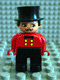 Minifig No: 4555pb036  Name: Duplo Figure, Male, Black Legs, Red Top, Top Hat (Circus Ringmaster)