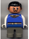 Minifig No: 4555pb054 Name: Duplo Figure, Male, Dark Gray Legs, Blue Top with Gold Necklace and Belt, Moustache (King) Minifig No: 4555pb054 Name: Duplo Figure, Male, Dark Gray Legs, Blue Top with Gold Necklace and Belt, Moustache (King)