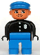 Minifig No: 4555pb061  Name: Duplo Figure, Male Police, Blue Legs, Black Top with 3 Buttons and Badge, Blue Hat