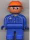 Lot ID: 338131452  Minifig No: 4555pb081  Name: Duplo Figure, Male, Blue Legs, Blue Top with Cell Phone in Pocket, Construction Hat Orange