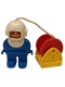 Minifig No: 4555pb094  Name: Duplo Figure, Diver, Male, Blue Legs, Blue Top, White Helmet, String and Red Reel, Yellow Drum Reel Holder
