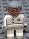 Minifig No: 4555pb128  Name: Duplo Figure, Male Medic, White Legs, White Top with EMT Star of Life Pattern, Gray Hair, Glasses
