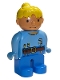 Lot ID: 221447100  Minifig No: 4555pb134  Name: Duplo Figure, Female, Wendy in Worker Outfit, Medium Blue Top