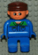 Minifig No: 4555pb137  Name: Duplo Figure, Male, Blue Legs, Blue Top with Green Collar and Pocket Tabs, Brown Cap