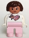 Minifig No: 4555pb163  Name: Duplo Figure, Female, Pink Legs, White Top with Pink Scarf with Hearts Pattern, Brown Hair