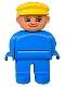 Minifig No: 4555pb164  Name: Duplo Figure, Male, Blue Legs, Blue Top, Yellow Cap
