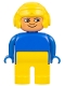 Minifig No: 4555pb169  Name: Duplo Figure, Male, Yellow Legs, Blue Top, Aviator Helmet Yellow