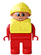 Minifig No: 4555pb170  Name: Duplo Figure, Male, Red Legs, Red Top, Life Jacket, Yellow Rain Hat