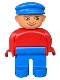 Minifig No: 4555pb177  Name: Duplo Figure, Male, Blue Legs, Red Top, Blue Cap