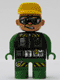 Lot ID: 351318042  Minifig No: 4555pb197  Name: Duplo Figure, Male Action Wheeler, Green Legs, Green Top, Yellow Hat, Glasses (Construction Worker Driver)