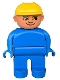 Minifig No: 4555pb216  Name: Duplo Figure, Male, Blue Legs, Blue Top, Construction Hat Yellow