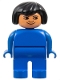 Minifig No: 4555pb235  Name: Duplo Figure, Female, Blue Legs, Blue Blouse, Black Hair