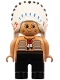 Minifig No: 4555pb257  Name: Duplo Figure, Male, Black Legs, Nougat Top with White Stripes (Native American Chief)