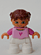 Minifig No: 47205pb008 Name: Duplo Figure Lego Ville, Child Girl, White Legs, Bright Pink Top, Dark Pink Arms, Reddish Brown Hair with Braids Minifig No: 47205pb008 Name: Duplo Figure Lego Ville, Child Girl, White Legs, Bright Pink Top, Dark Pink Arms, Reddish Brown Hair with Braids