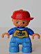 Minifig No: 47205pb011  Name: Duplo Figure Lego Ville, Child Boy, Medium Blue Legs, Blue Top with 'SKATE' Pattern, Red Cap, Freckles (4490150)