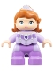Lot ID: 302526789  Minifig No: 47205pb033  Name: Duplo Figure Lego Ville, Child Girl, Medium Lavender Legs, Lavender Top, Dark Orange Hair with Tiara, Princess Sofia (6099601)