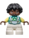 Minifig No: 47205pb096  Name: Duplo Figure Lego Ville, Child Boy, White Legs, Dark Turquoise Top with Stars, Bright Light Yellow Arms, Black Hair (6444500)