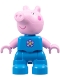 Minifig No: 47205pb119  Name: Duplo Figure Lego Ville, George Pig - Dark Azure Outfit with Lavender and Yellow Flower (6486140)
