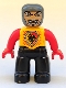 Minifig No: 47394pb014  Name: Duplo Figure Lego Ville, Male Castle, Black Legs, Bright Light Orange Chest, Red Arms, Red Hands