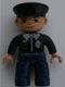 Minifig No: 47394pb016 Name: Duplo Figure Lego Ville, Male Police, Black Hat, Light Nougat Head and Hands, Brown Eyes, Black Shirt with Badge, Dark Blue Legs Minifig No: 47394pb016 Name: Duplo Figure Lego Ville, Male Police, Black Hat, Light Nougat Head and Hands, Brown Eyes, Black Shirt with Badge, Dark Blue Legs