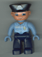 Minifig No: 47394pb031  Name: Duplo Figure Lego Ville, Male Police, Dark Blue Legs, Light Blue Top with Badge, Light Blue Hands, Black Hat