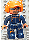 Minifig No: 47394pb082  Name: Duplo Figure Lego Ville, Male, Dark Blue Legs & Jumpsuit with Straps, Orange Cap with Headset