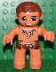 Minifig No: 47394pb098  Name: Duplo Figure Lego Ville, Male, Nougat Legs, Reddish Brown Hips, Reddish Brown Hair, Animal Tooth / Claw Necklace (Caveman)