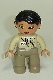 Minifig No: 47394pb116  Name: Duplo Figure Lego Ville, Female, Dark Tan Legs, Tan Top, Black Hair (Zoo Keeper)