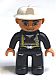Minifig No: 47394pb122  Name: Duplo Figure Lego Ville, Male Fireman, Black Legs, Nougat Hands, White Helmet, Blue Eyes